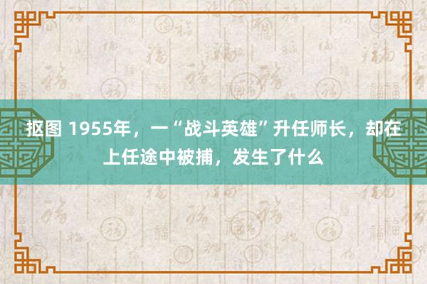 抠图 1955年，一“战斗英雄”升任师长，却在上任途中被捕，发生了什么